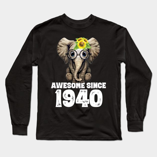 Awesome since 1940 80 Years Old Bday Gift 80th Birthday Long Sleeve T-Shirt by DoorTees